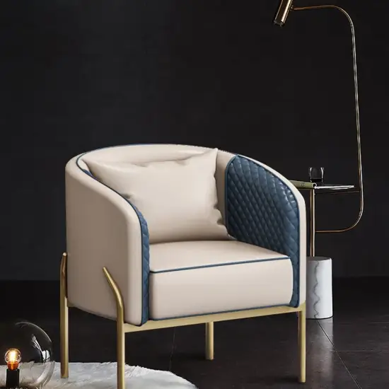 Modern Accent Chair Tufted Upholstered PU Leather Accent Chair in Gold – AUD-H0209