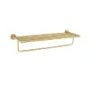 610mm Wall Mounted Brass Bathroom Shelf with Towel Rack in Brushed Gold