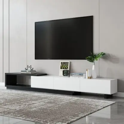 Picture of Quoint 180 - 255 cm Extendable TV Unit with 3 Drawers – 40cm – Stand Retracted Media – AUD-H0211