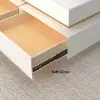 Picture of White Modern Square Coffee Table with Drawers Tempered Glass Top & Metal Legs