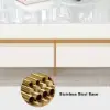Picture of White Modern Square Coffee Table with Drawers Tempered Glass Top & Metal Legs