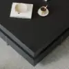 Black Modern Square Coffee Table with Drawers Tempered Glass Top & Metal Legs