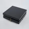Black Modern Square Coffee Table with Drawers Tempered Glass Top & Metal Legs