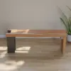 Natural Wood Entryway Bench Modern Bench with Steady Metal Legs (1200mm)