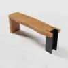 Natural Wood Entryway Bench Modern Bench with Steady Metal Legs (1200mm)