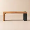 Natural Wood Entryway Bench Modern Bench with Steady Metal Legs (1200mm)