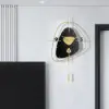 640mm Black Creative Scandinavian Wall Clock Metal Pendulum Home Clock for Living Room