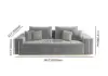 2200mm Modern Grey Cotton & Linen Upholstered 3-Seater Sofa for Living Room