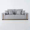 2200mm Modern Grey Cotton & Linen Upholstered 3-Seater Sofa for Living Room
