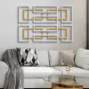 Picture of 2 Pieces Big Metal Wall Decor Set Modern Gold & Silver Rectangle Art Living Room Bedroom