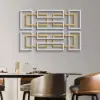 Picture of 2 Pieces Big Metal Wall Decor Set Modern Gold & Silver Rectangle Art Living Room Bedroom
