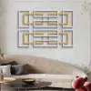 Picture of 2 Pieces Big Metal Wall Decor Set Modern Gold & Silver Rectangle Art Living Room Bedroom