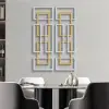 Picture of 2 Pieces Big Metal Wall Decor Set Modern Gold & Silver Rectangle Art Living Room Bedroom