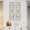 Picture of 2 Pieces Big Metal Wall Decor Set Modern Gold & Silver Rectangle Art Living Room Bedroom