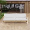 Picture of Ropipe Woven Rope Outdoor Sofa 3-Seater Sofa with White Polyester Pillow Cushion