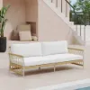 Picture of Ropipe Woven Rope Outdoor Sofa 3-Seater Sofa with White Polyester Pillow Cushion