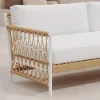 Picture of Ropipe Woven Rope Outdoor Sofa 3-Seater Sofa with White Polyester Pillow Cushion