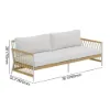 Picture of Ropipe Woven Rope Outdoor Sofa 3-Seater Sofa with White Polyester Pillow Cushion