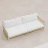 Picture of Ropipe Woven Rope Outdoor Sofa 3-Seater Sofa with White Polyester Pillow Cushion