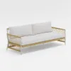 Picture of Ropipe Woven Rope Outdoor Sofa 3-Seater Sofa with White Polyester Pillow Cushion