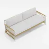 Picture of Ropipe Woven Rope Outdoor Sofa 3-Seater Sofa with White Polyester Pillow Cushion