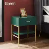 Nordic Green Bedside Table with Drawer & Shelf