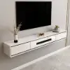 Postmodern Minimalist 1803 mm Floating TV Stand with 2 Drawers and Storage – White Media Console