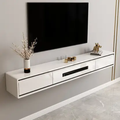 Picture of Postmodern Minimalist 1803 mm Floating TV Stand with 2 Drawers and Storage – White Media Console