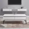 Postmodern Minimalist 1803 mm Floating TV Stand with 2 Drawers and Storage – White Media Console