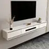 Postmodern Minimalist 1803 mm Floating TV Stand with 2 Drawers and Storage – White Media Console