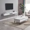 Postmodern Minimalist 1803 mm Floating TV Stand with 2 Drawers and Storage – White Media Console