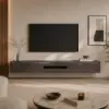 Postmodern Minimalist 1803 mm Floating TV Stand with 2 Drawers and Storage – Gray Media Console