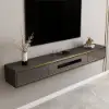 Postmodern Minimalist 1803 mm Floating TV Stand with 2 Drawers and Storage – Gray Media Console