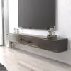 Postmodern Minimalist 1803 mm Floating TV Stand with 2 Drawers and Storage – Gray Media Console