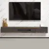 Postmodern Minimalist 1803 mm Floating TV Stand with 2 Drawers and Storage – Gray Media Console