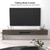 Postmodern Minimalist 1803 mm Floating TV Stand with 2 Drawers and Storage – Gray Media Console