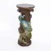 825mm Rustic Resin Peacock Plant Stand Indoor Multi-Colored Freestanding Planter