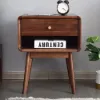 Mid-Century Modern Walnut Pine Wood Nightstand