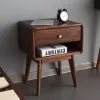 Mid-Century Modern Walnut Pine Wood Nightstand