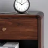 Mid-Century Modern Walnut Pine Wood Nightstand
