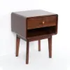 Mid-Century Modern Walnut Pine Wood Nightstand