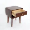 Mid-Century Modern Walnut Pine Wood Nightstand
