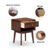 Mid-Century Modern Walnut Pine Wood Nightstand