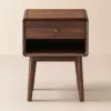 Mid-Century Modern Walnut Pine Wood Nightstand