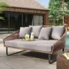 1600mm Rattan Outdoor Daybed with Grey Cushion Pillow Aluminum Frame