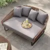 1600mm Rattan Outdoor Daybed with Grey Cushion Pillow Aluminum Frame