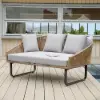 1600mm Rattan Outdoor Daybed with Grey Cushion Pillow Aluminum Frame