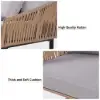 1600mm Rattan Outdoor Daybed with Grey Cushion Pillow Aluminum Frame