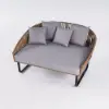 1600mm Rattan Outdoor Daybed with Grey Cushion Pillow Aluminum Frame