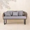 1600mm Rattan Outdoor Daybed with Grey Cushion Pillow Aluminum Frame